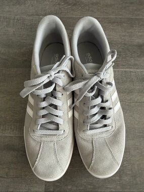 adidas Light Gray Suede Low-Top Sneakers